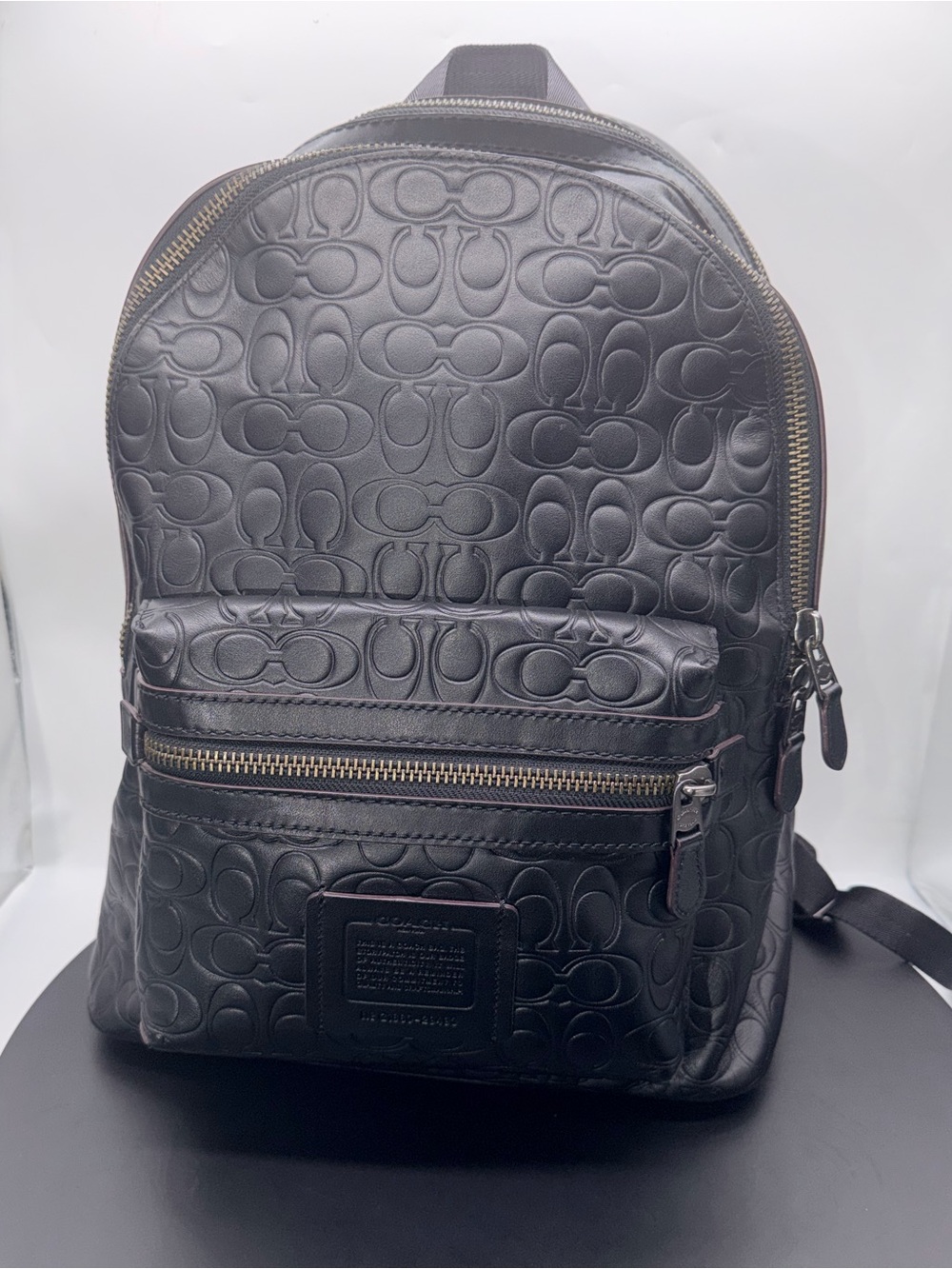 Coach Embossed Signature Leather Backpack Black